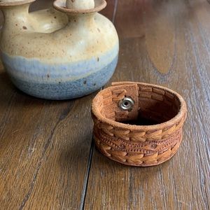 Original TroubleCuff Genuine Leather Vintage Tooled Woven Edge